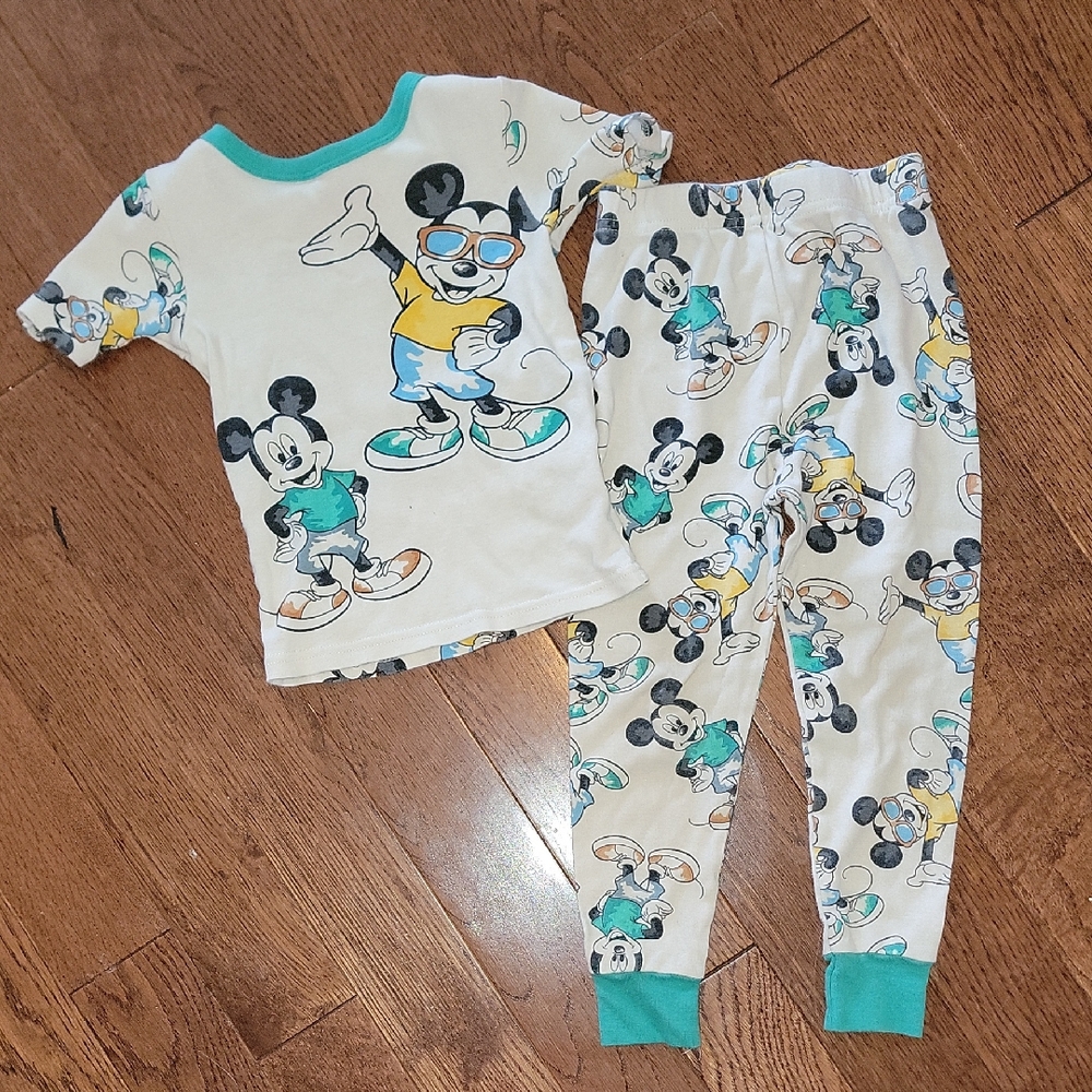 Mickey Mouse Kids Pajamas - Cream and Green
